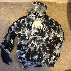 Spittin Chiclets Barstool Black and Gray Tie-Dye Hoodie